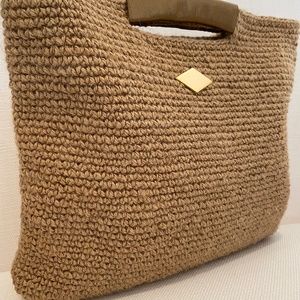Handwoven Jute Bag with Leather Handles